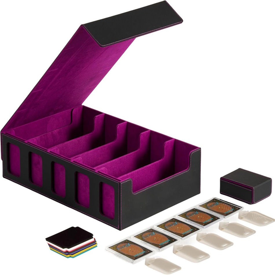 deckden Magnetic Trading Card Storage Box , 3900+ Capacity (Purple/Black)