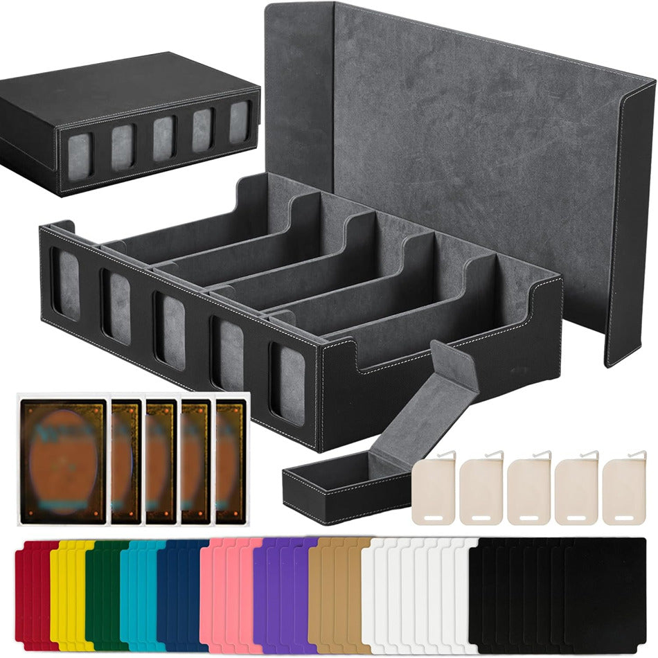 deckden Magnetic Trading Card Storage Box , 3900+ Capacity (Grey/Black)