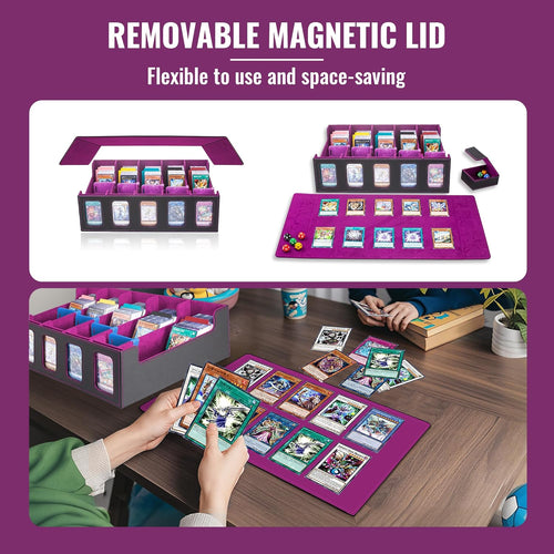 deckden Magnetic Trading Card Storage Box , 3900+ Capacity (Purple/Black)