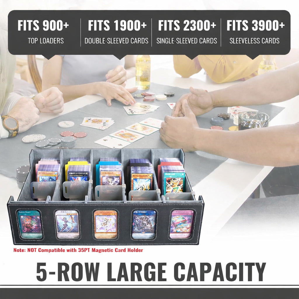 deckden Magnetic Trading Card Storage Box , 3900+ Capacity (Grey/Black)
