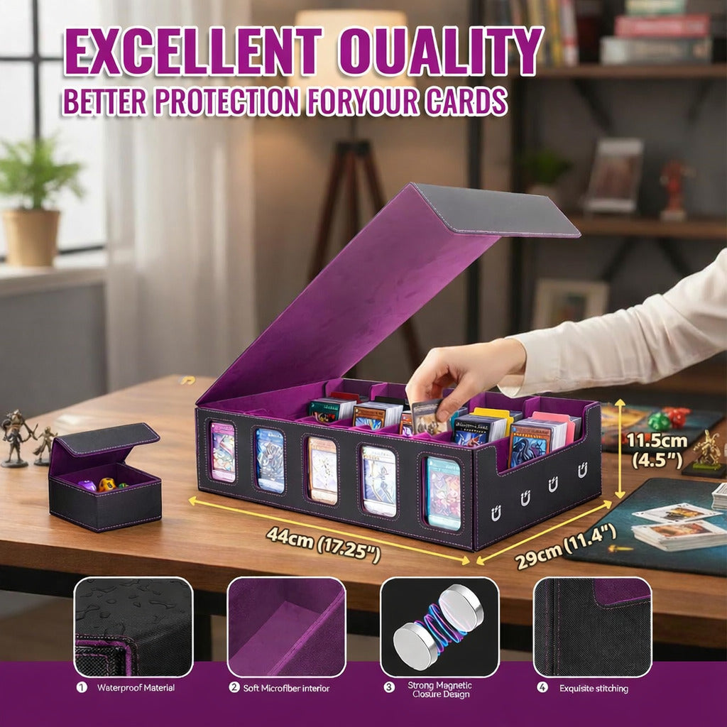 deckden Magnetic Trading Card Storage Box , 3900+ Capacity (Purple/Black)